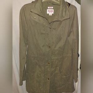 Mossimo Green Army Jacket Womens Sz m Water Resistant Hood